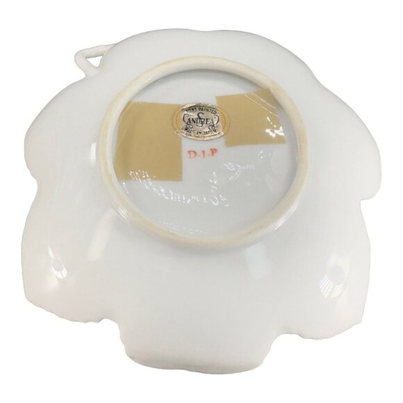 Andrea By Sadek Hand Painted Leaf Dish Bowl Silver Overlay Butterfly And A Bug - Picture 5 of 15